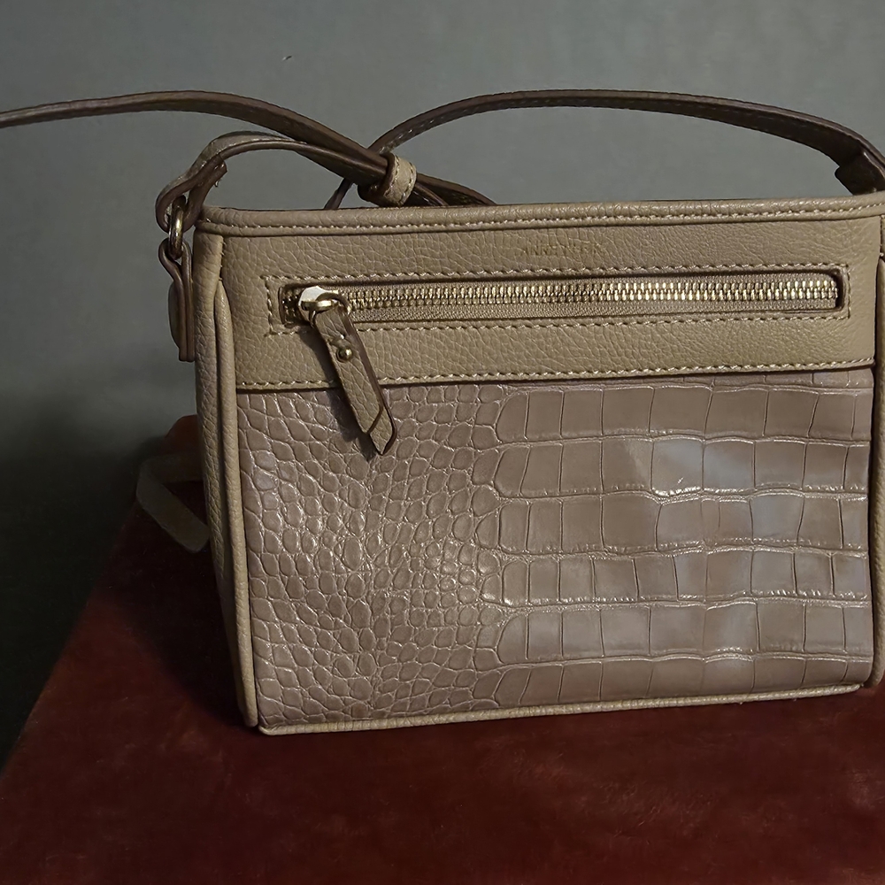 Anne Klein Beige Crocodile-Pattern Crossbody Bag - image 3